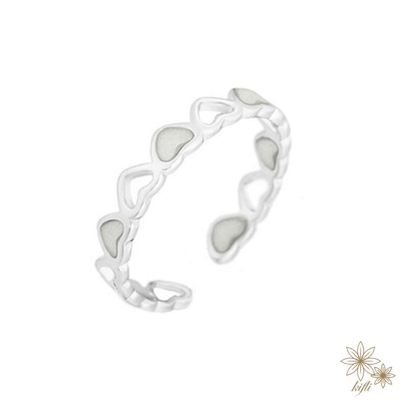 【kifli】Nhẫn hình trái tim dạ quang phong cách Âu Mỹ thời trang cho nữ