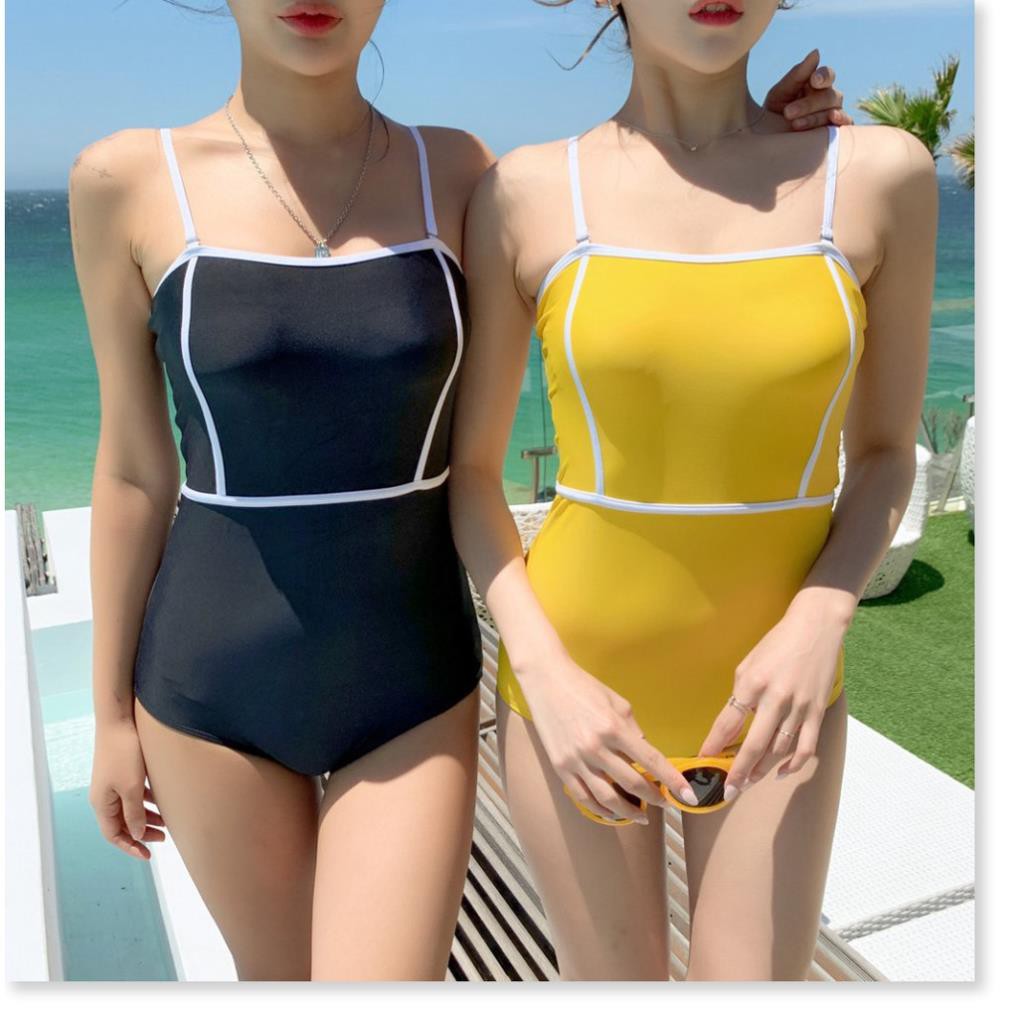 Bikini đẹp, Áo tắm biển nữ mới đơn giản retro áo tắm một mảnh phụ nữ trong gió màu rắn mỏng mùa xuân nóng áo tắm phụ