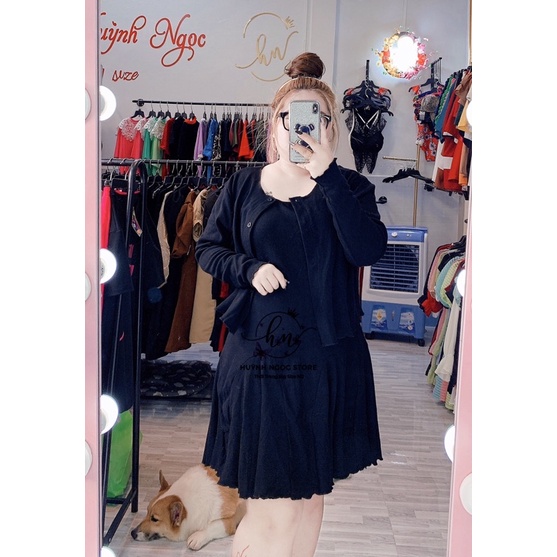 𝗕𝗜𝗚 𝗦𝗜𝗭𝗘 Đầm Thun 2 Dây Đuôi Cá Kèm Khoác Ngoài 𝟲𝟬-𝟵𝟬𝗸𝗴