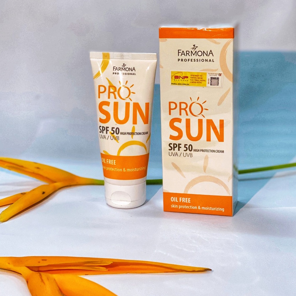 Kem chống nắng trắng da, dưỡng ẩm cho da mụn, kiềm dầu Farmona Professional Pro Sun High Protection Cream SPF50 50ml