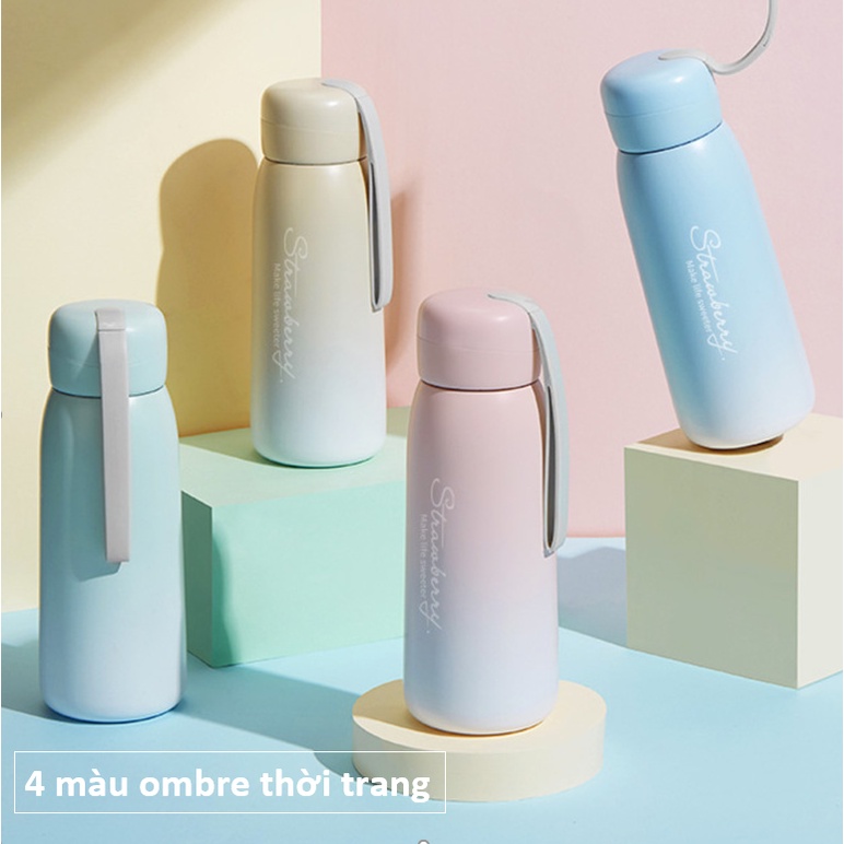 BÌNH NƯỚC GIỮ NHIỆT INOX 304 CAO CẤP-BÌNH STRAWBERRY 370ml