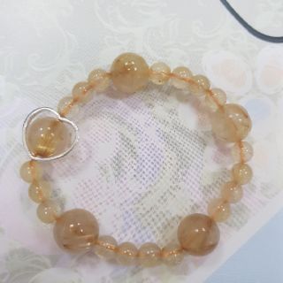 Vòng tay tóc vàng mix bạc ta hình tim