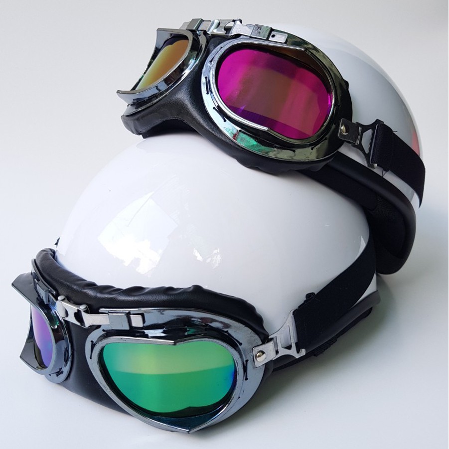 Mũ bảo hiểm nữa đầu kèm kính phi công 7 màu-nhiều màu lựa chọn-tặng kèm lưỡi trai-đặt chuẩn CR