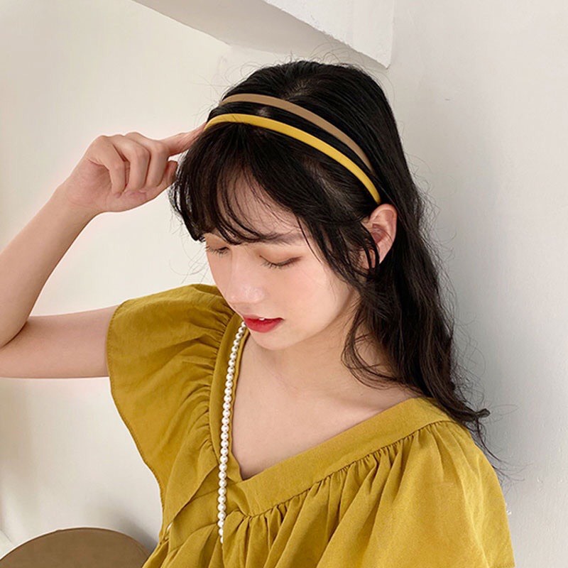 Cài tóc băng đô sắc màu bản nhỏ chất nhám tiện lợi thời trang Hàn Quốc Tatitava