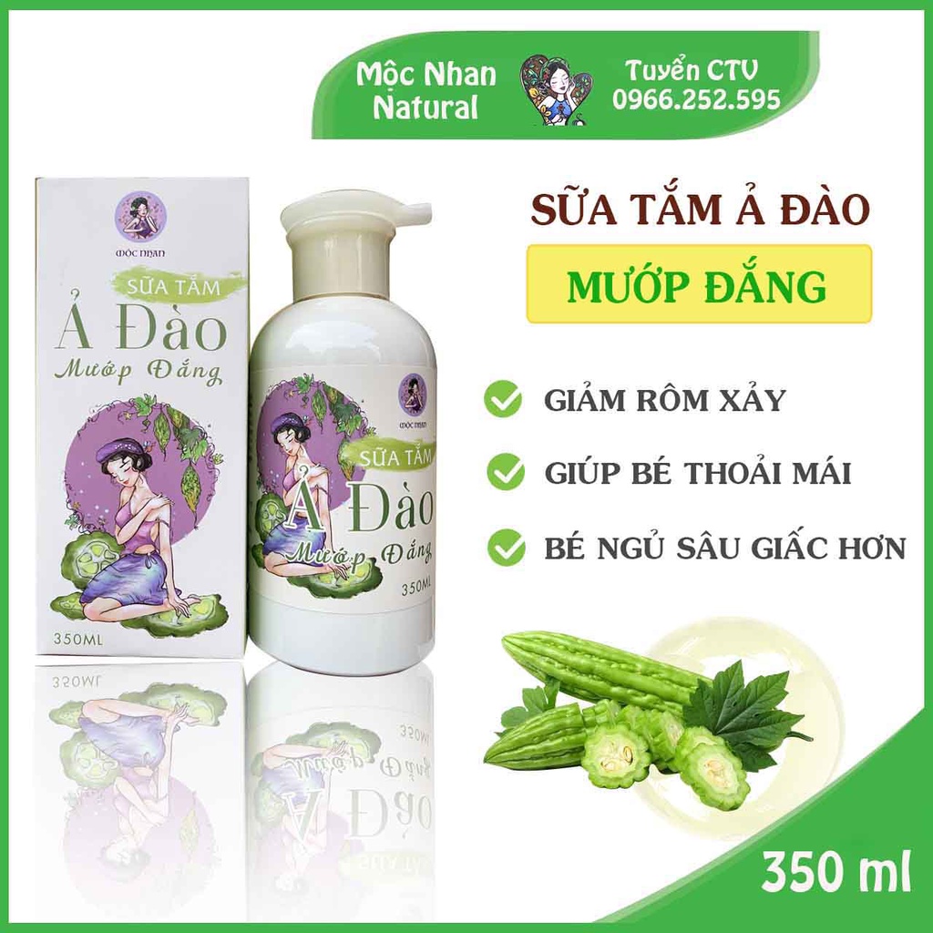 Sữa Tắm Mướp Đắng Ả Đào, Sữa Tắm Em Bé Mướp Đắng, Ngừa Rôm Sảy, Bảo Vệ Làn Da Em Bé, Mộc Nhan Natural