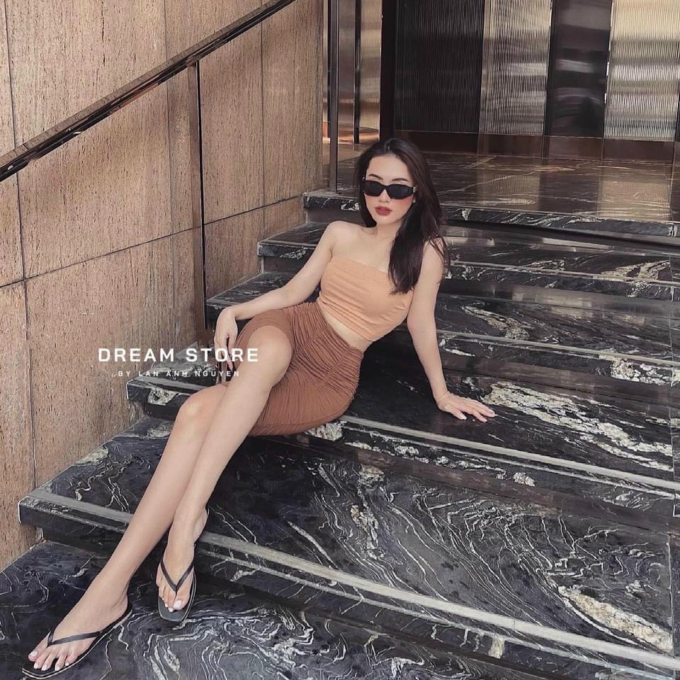 Set áo ống và quần dún chất vải popzip và thun lụa mềm mịn, co giãn tốt tôn dáng siêu đẹp | BigBuy360 - bigbuy360.vn