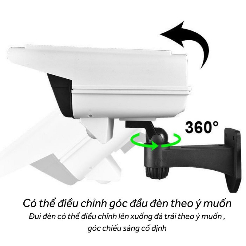 Đèn năng lượng mặt trời giả camera chống trộm, đèn led cảm ứng bật tắt có điều khiển từ xa 3 chế độ siêu sáng