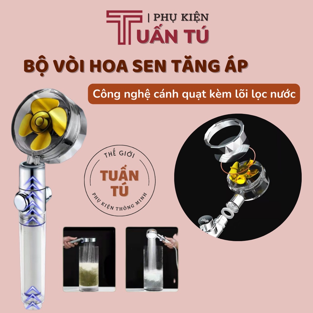 Vòi sen tăng áp với công nghệ cánh quạt cao cấp thiết kế tinh tế cho phòng tắm - Tuấn Tú Office Store