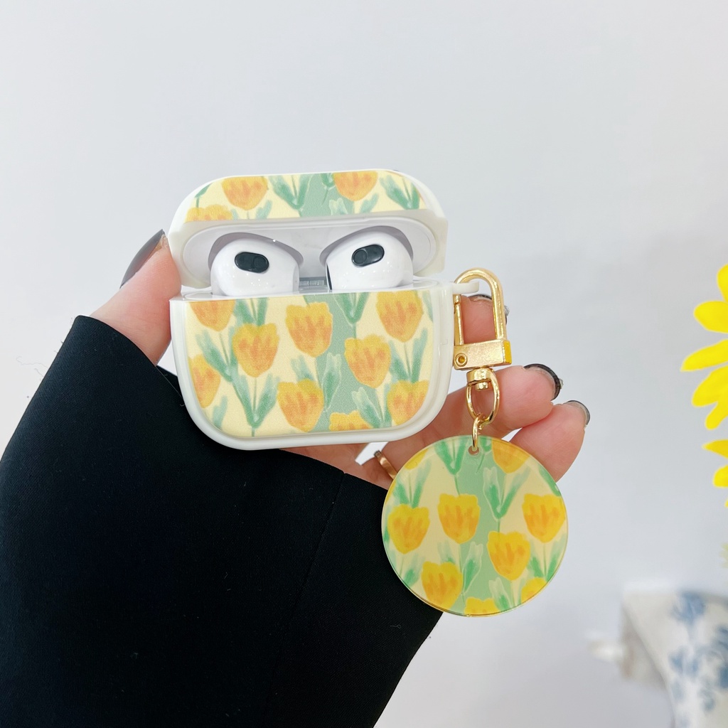 Vỏ Bảo Vệ Hộp Sạc Tai Nghe AirPods3 AirPods3 Họa Tiết Hoa Tulip/ Dâu Tây Dễ Thương Kèm Móc Treo Tiện Dụng2G Ốp