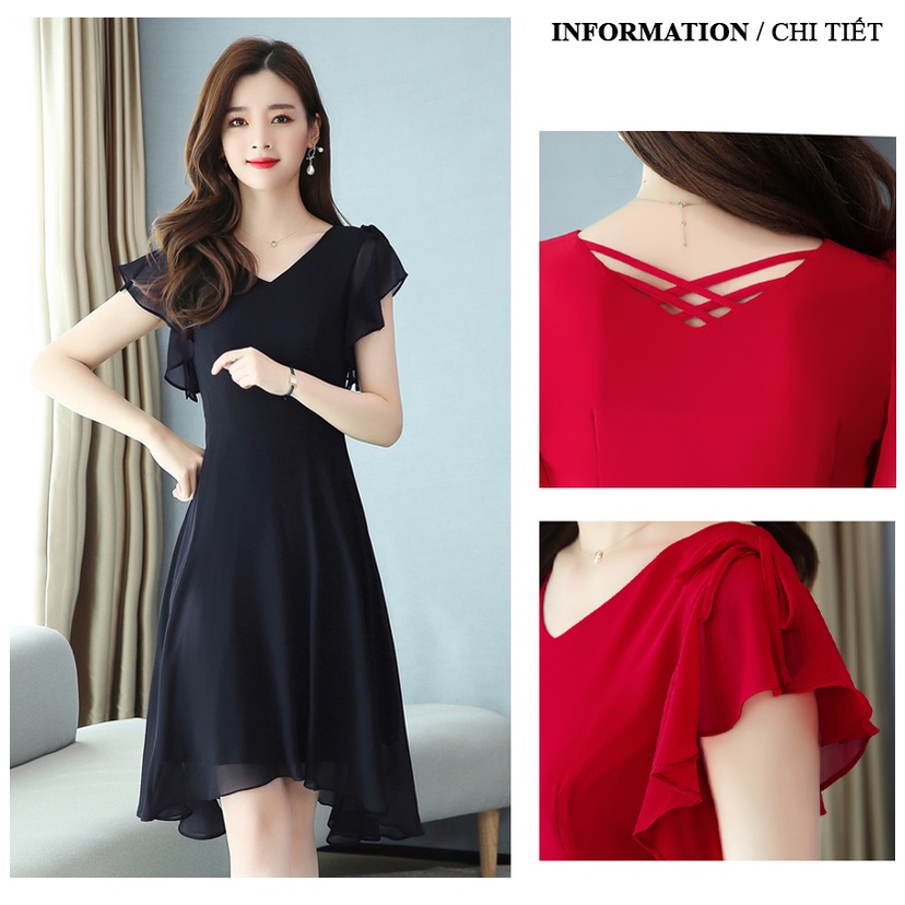 Đầm trung niên WOBE cho mẹ bigsize cao cấp dự tiệc sang trọng thiết kế dáng suông đẹp L163 - WB WOMAN & BEAUTY