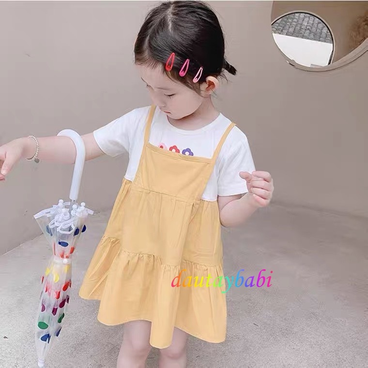 Đầm babydoll bé gái siêu xinh áo thun cotton phối thân váy kate nhẹ nhàng cho bé 10-40kg