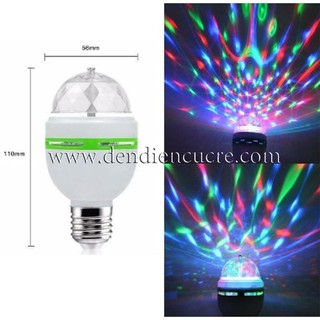 Đèn led quả cầu 3w xoay pha lê 7 màu đui E27 dùng làm đèn trang trí