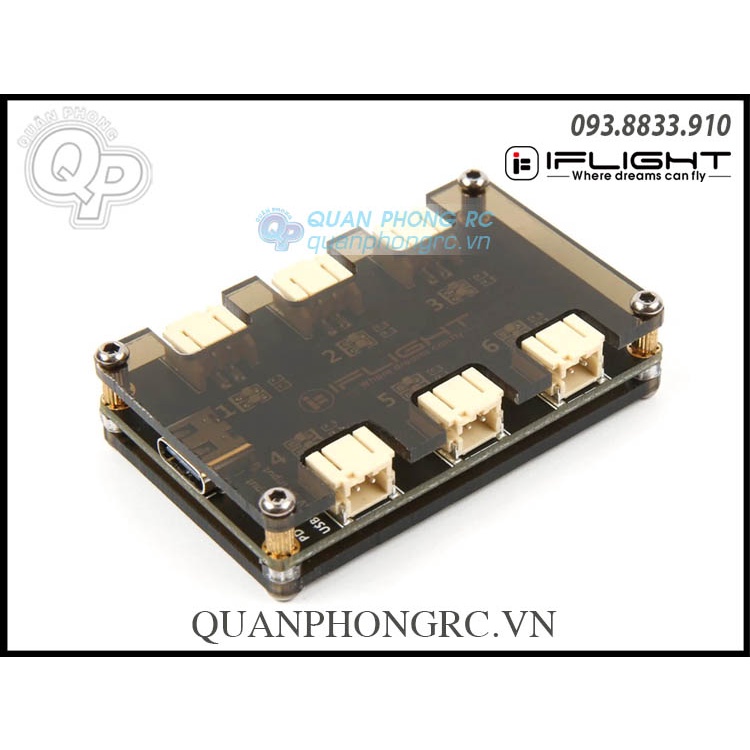 Vỉ Sạc iFlight 1S 6 Ports PH2.0 LiHV Battery Charging Board Type C Input