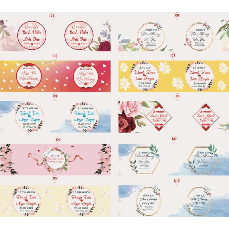 Combo 20 Tem chai nước suối đám cưới, đám hỏi giá rẻ