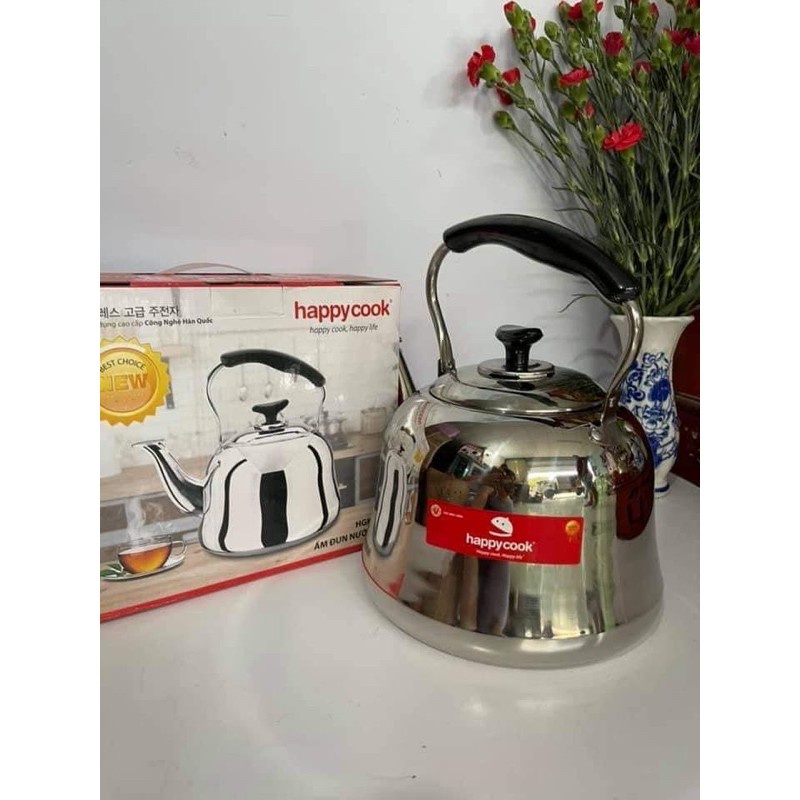 Ấm đun nước inox HappyCook 5L, 3L HGK-300T, HGK-500T Sử dụng được trên bếp từ