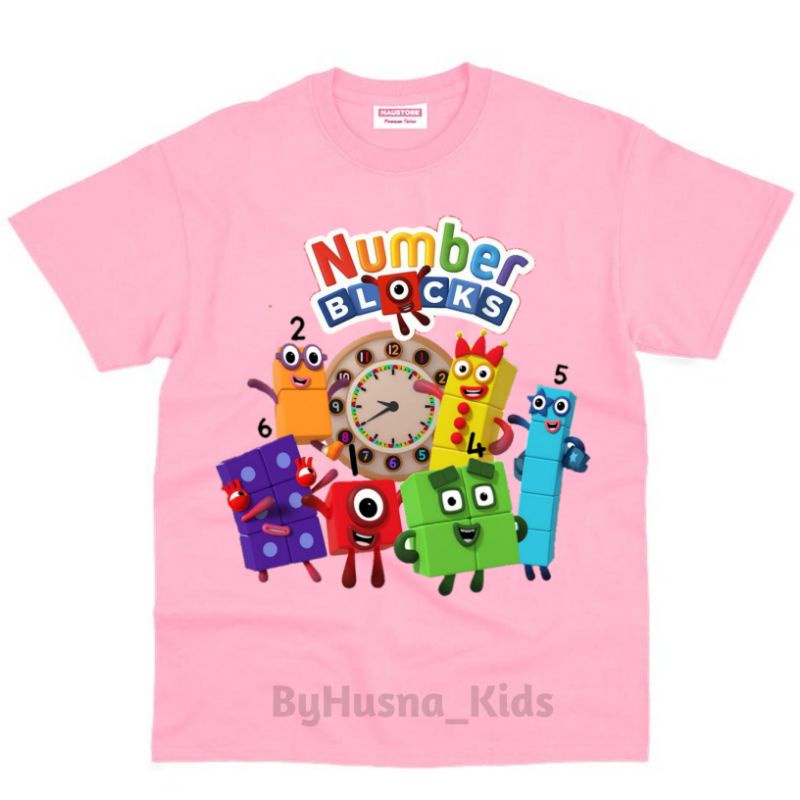 Áo thun cho bé trai và bé gái in hình hoạt hình Number Blocks dễ thương, chất liệu cotton mềm mịn thoáng mát NTShirt 13