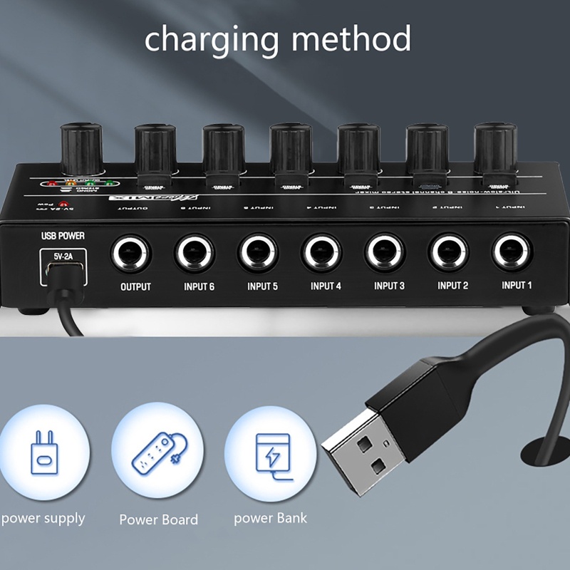Bộ Trộn Nguồn LI MX 6 6 Kênh 5V 2A USB Chuyên Nghiệp Cho Máy Ghi Âm Sân Khấu