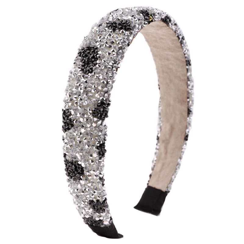 Băng Đô Bandana Họa Tiết Da Báo Đính Hạt Pha Lê Lấp Lánh Phong Cách Baroque