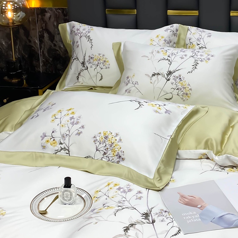 Bộ chăn ga gối cao cấp 100%Tencel 100s, Họa tiết hoa in kỹ thuật số cực sắc nét, siêu mềm mát mịn