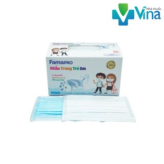 Khẩu trang y tế trẻ em kháng khuẩn 3 lớp Famapro max kid ( 50 cái /hộp )