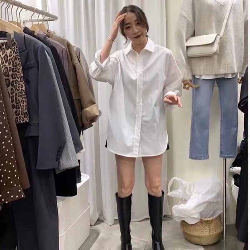 bán sỉ sơ mi trắng dáng dài đuôi tôm