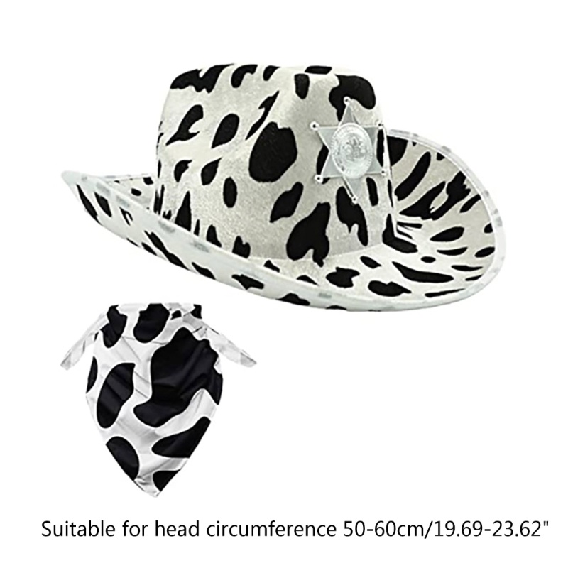 1 Set Mũ Cao Bồi Kèm Mặt Nạ Hóa Trang Bằng Vải Nỉ In Hình Bò Sữa Dành Cho Nam Nữ