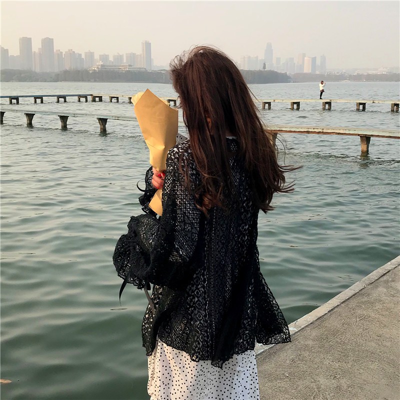 [HÀNG SẴN] Áo khoác ulzzang 4 màu ren mỏng tay nơ bèo - u.w | BigBuy360 - bigbuy360.vn