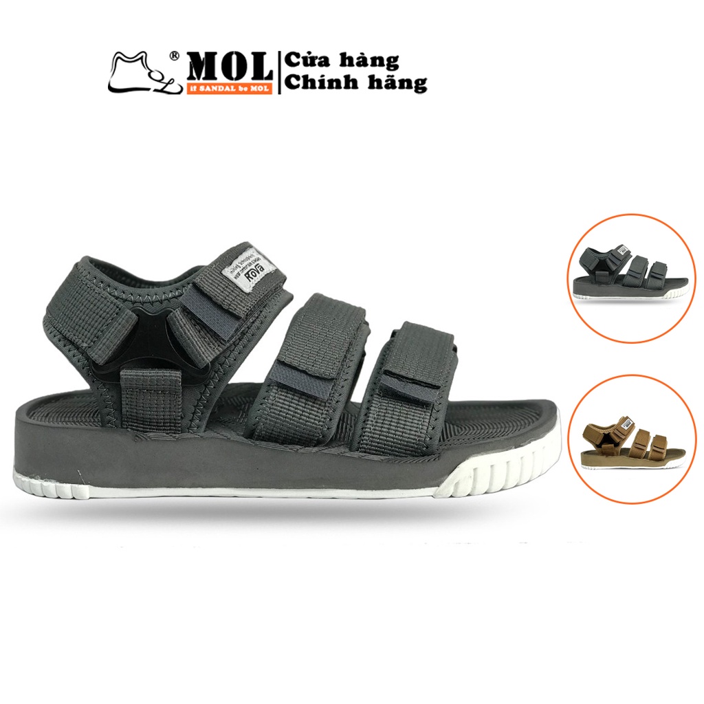 Giày sandal unisex nam nữ 3 quai ngang có quai hậu cố định mang đi học đi biển du lịch hiệu Rova RV183G