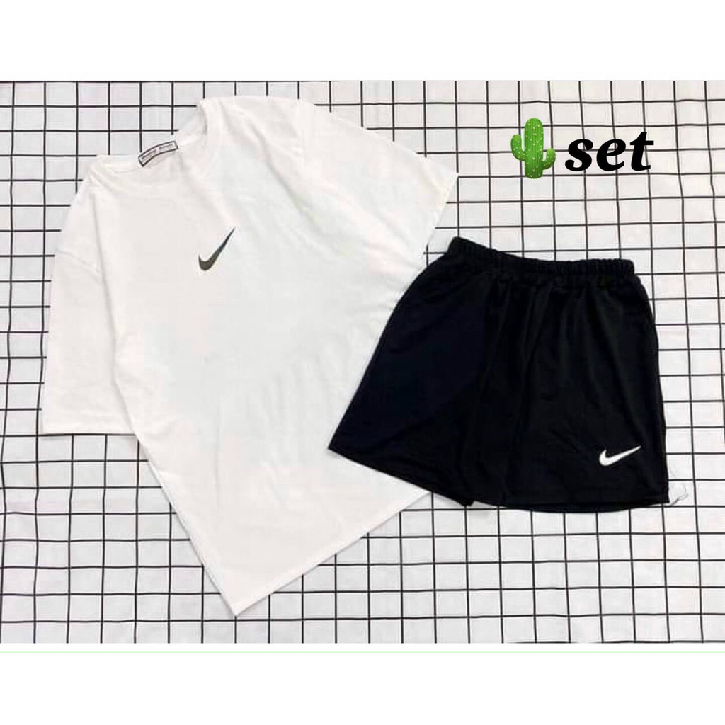 set áo thun dấu móc quần đùi short thể thao pc