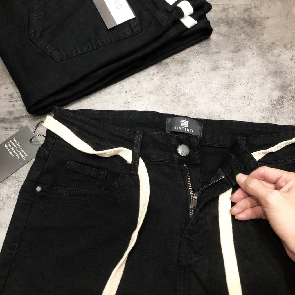 Quần jean nam Streetwear DATINO form Skinny màu đen chất Denim co giãn, bền màu ©️