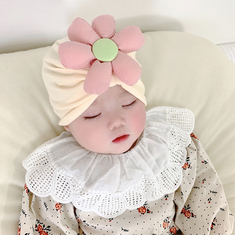 Mũ trùm đầu màu trơn thoáng khí thời trang mùa hè cho bé