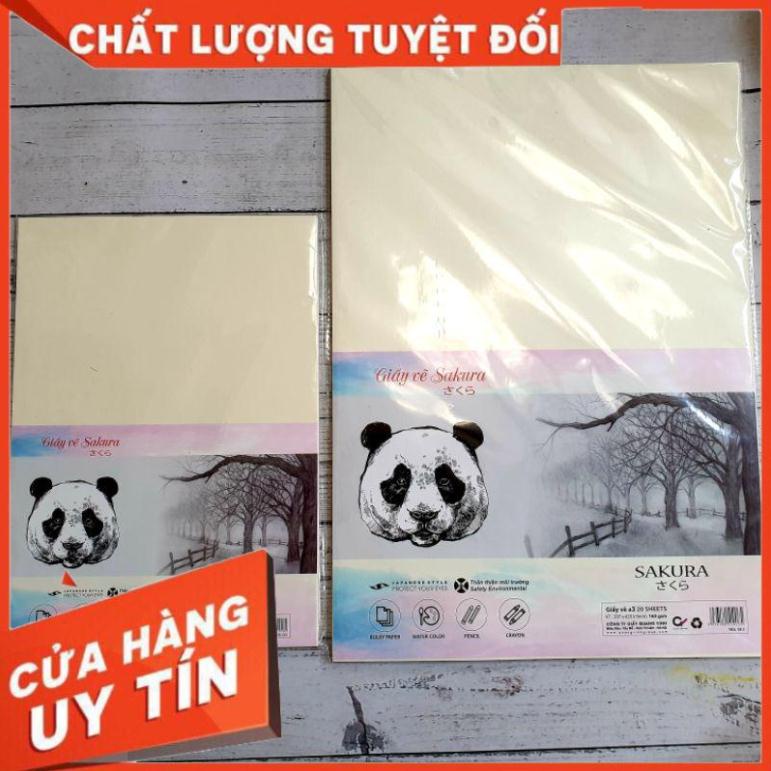 Tập 20 tờ giấy vẽ a3, a4 giấy sần Sakura chính hãng
