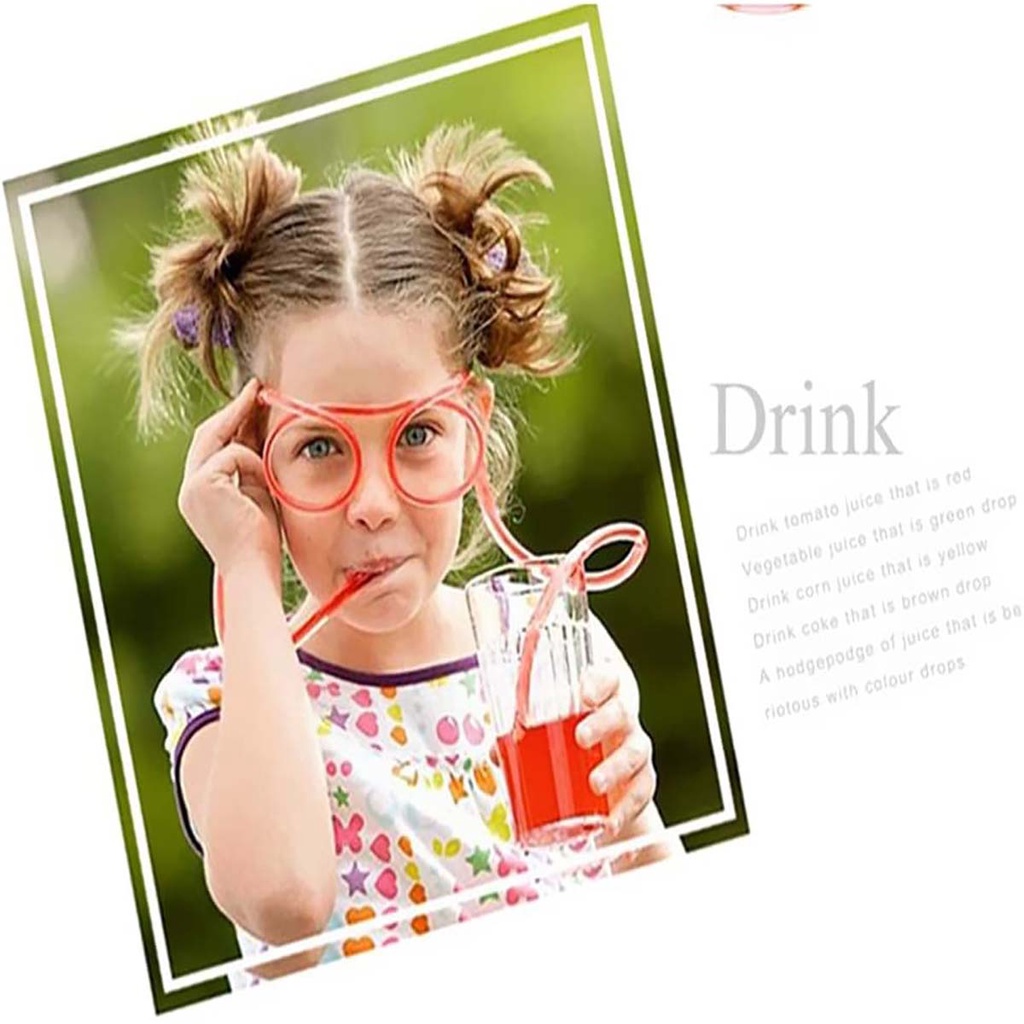 Ống Hút Mắt Kính Trong Suốt Gọng Tròn Silicon Silicone Dài Gấp Gọn Cho Bé Cute Vui Nhộn Độc Đáo Halloween Tiệc Trà