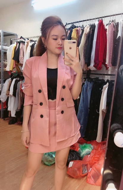 Set vest kèm chân váy chữ A