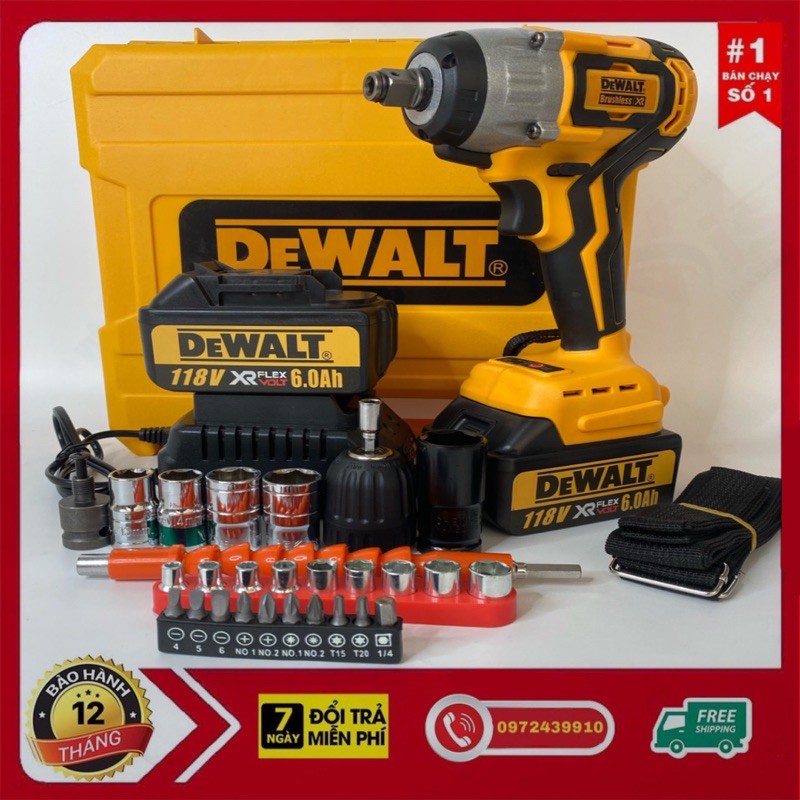 Siết Bulong DeWalt 3 đèn led Siêu Khoẻ kèm phụ kiện