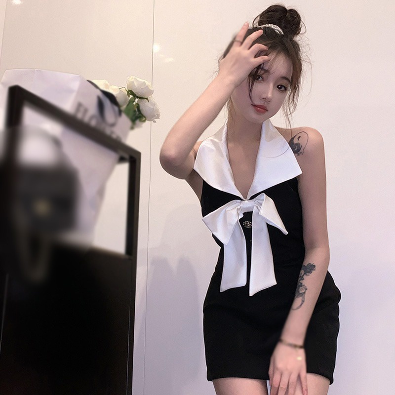 Đầm Ôm Hai Dây Hở Lưng Thắt Nơ Phong Cách Hàn Quốc Thời Trang Cho Nữ