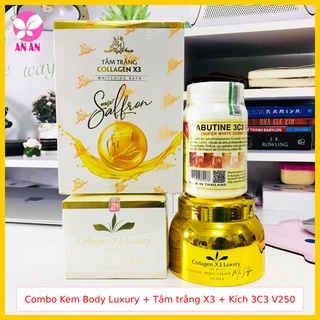 Combo kem body collagen x3 luxury đông anh + tắm trắng x3 + kích trắng 3c3 v250 chính hãng