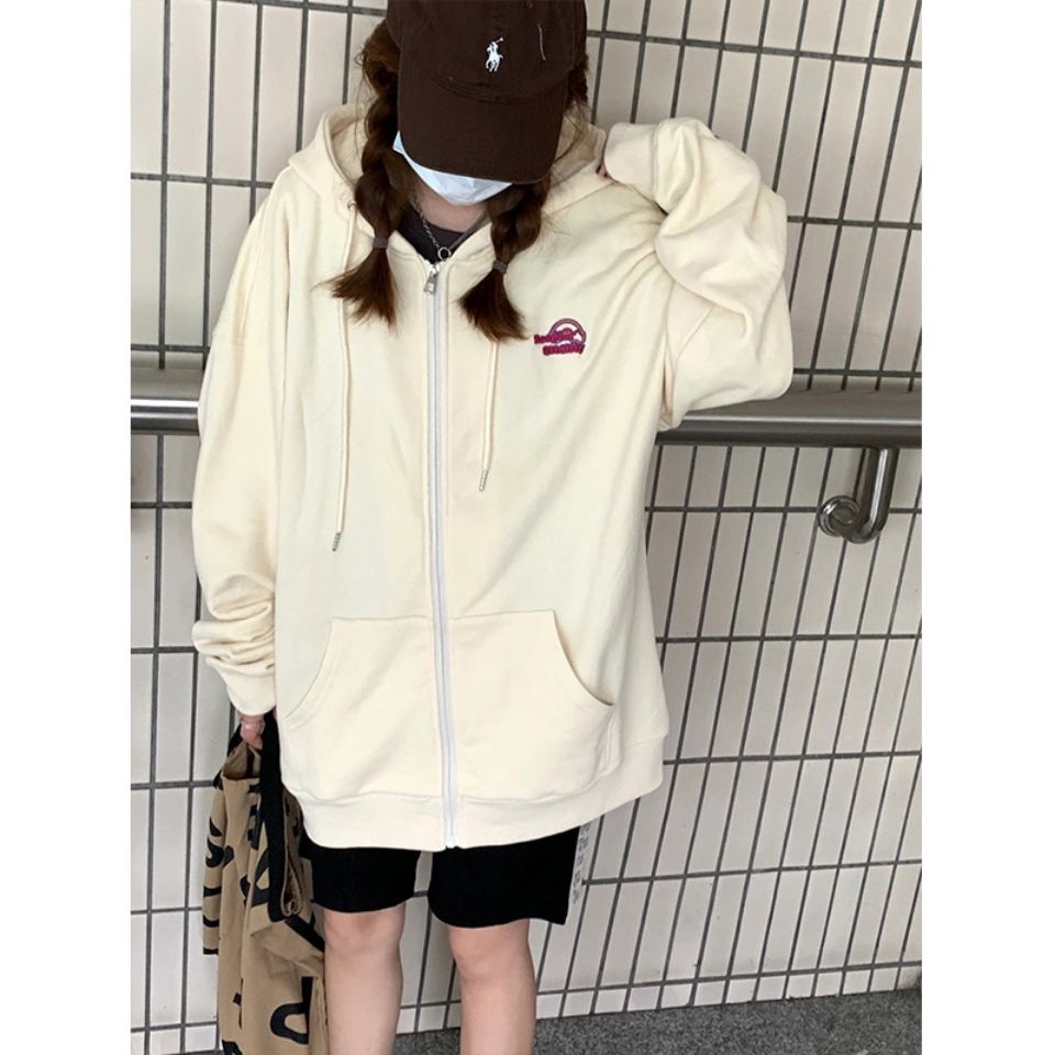 Áo hoodie tay dài dáng rộng màu vàng kem in chữ cái phong cách thu đông năng động dễ phối đồ 2021 | BigBuy360 - bigbuy360.vn