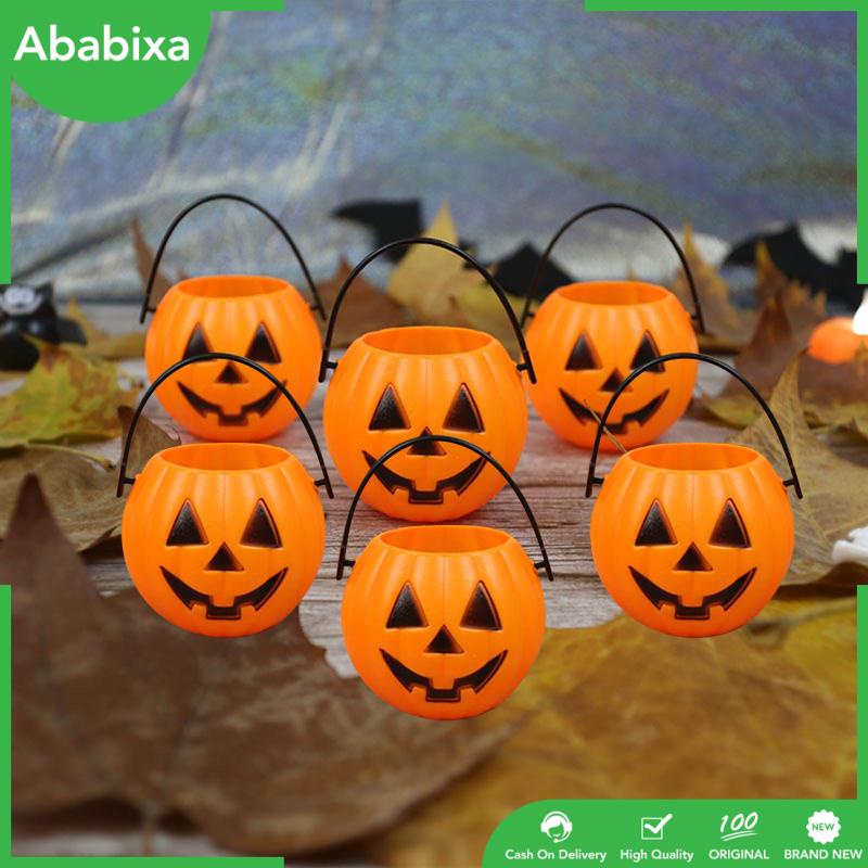 Set 6 Giỏ Đựng Kẹo Có Tay Cầm Trang Trí Tiệc Halloween