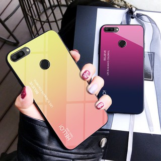 Ốp điện thoại mặt kính cường lực màu gradient thời trang cho Huawei Honor 9i