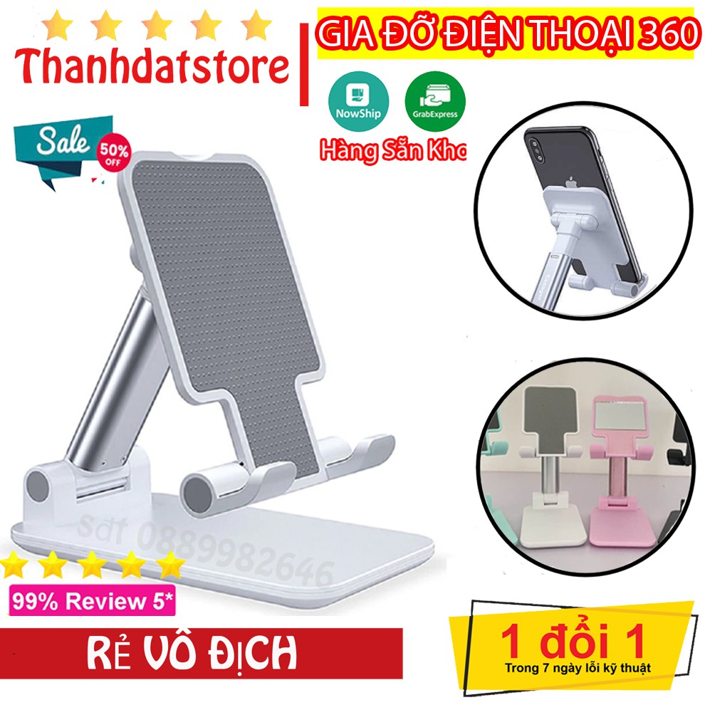 Giá Đỡ Điện Thoại 360, Khung Gấp Gọn Chắc Chắn Khi Để Điện Thoại, Góc Xoay Linh Hoạt, Hỗ Trợ Làm Việc Hay Học Tập