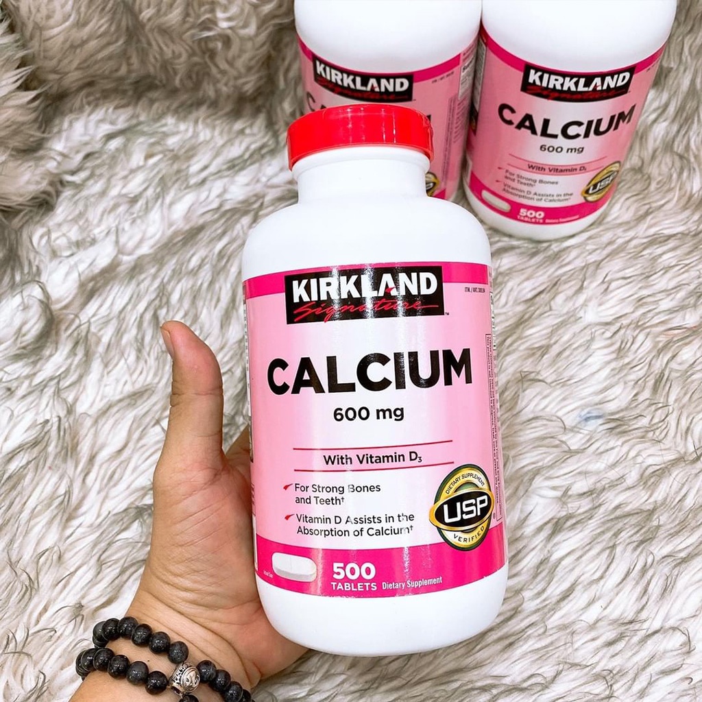 Viên Uống Bổ Sung Canxi Kirkland Calcium 600mg Vitamin D3 500 Viên - Hàng Chính Hãng