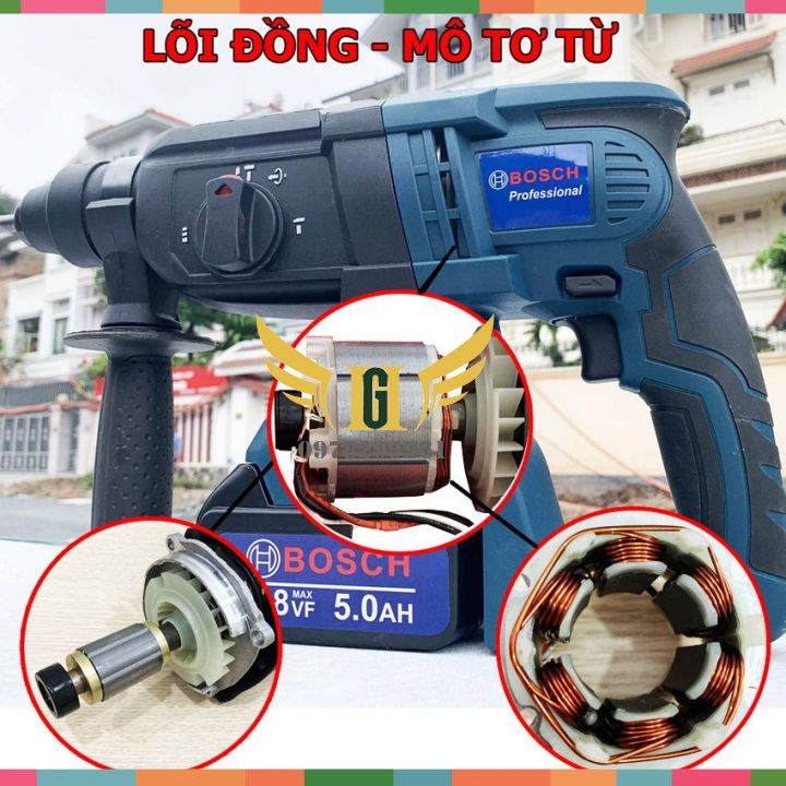 [ SIÊU KHỎE ] Máy Khoan Đục Bê Tông Dùng Pin 3 Chức Năng Bosch 118V+Tặng Mũi Khoan Đục Như Hình