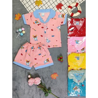 ( 3 bộ 3 màu 3 họa tiết khác nhau) Combo 3 Bộ Lụa Pijama Tay ngắn Bé
