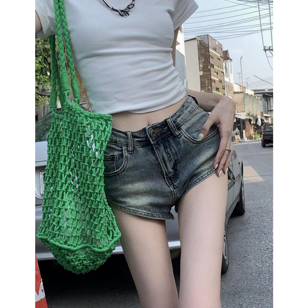 62210 Mùa Hè Hot Girl Quần Short Denim Siêu Ngắn