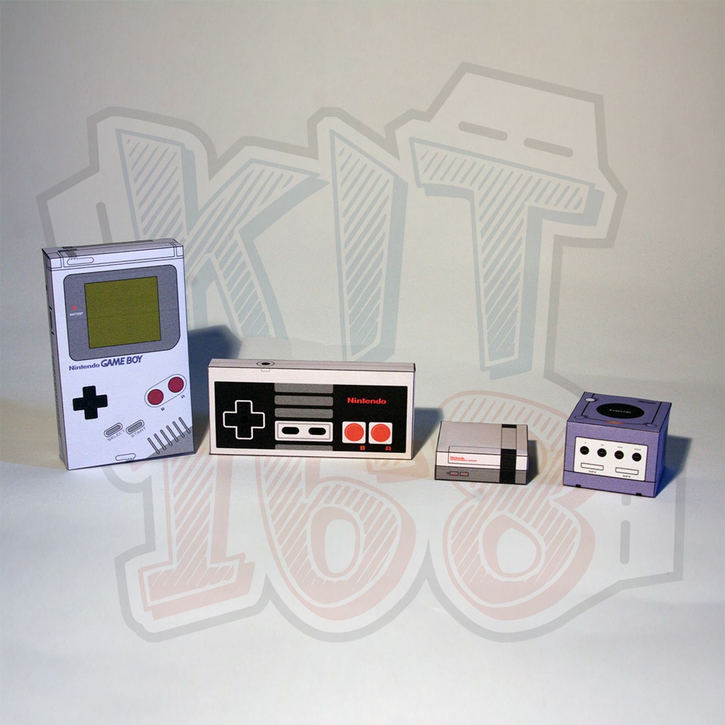 Mô hình giấy đồ chơi Gameboy, NES, Controller and Gamecube