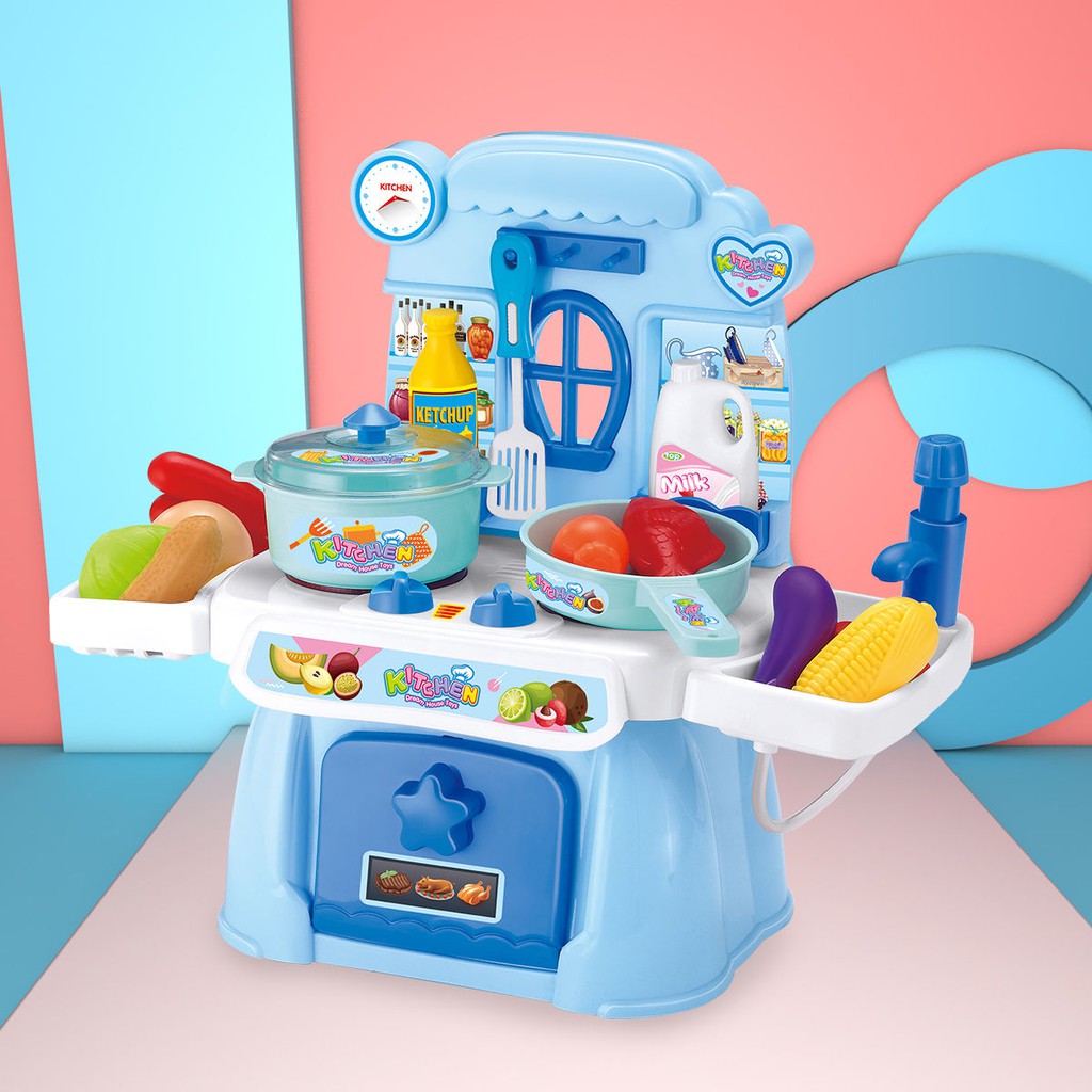 Bộ đồ chơi nhà bếp trẻ em mô phỏng cô gái làm mini nấu ăn và play house 5 món quà từ 3-6 tuổi