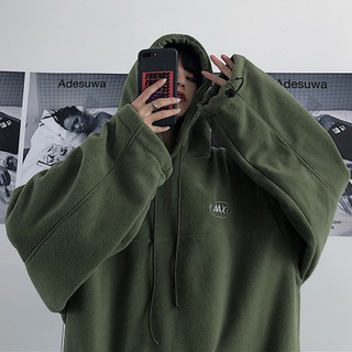 Áo hoodie nữ form rộng dày dặn lông cừu AAxi mũ 2 lớp màu xanh lá đậm, màu đen, chất đẹp