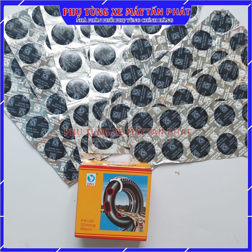 Hộp 96 miếng Tròn 32mm Chuyên Vá Vỏ - Ruột Xe Máy Ô tô Xe Hơi Lốp Không Ruột Chính Hãng Tawan - Đài Loan