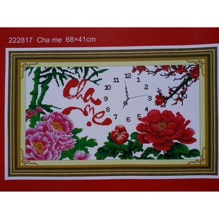 Tranh thêu chữ thập đồng hồ cha mẹ 222817